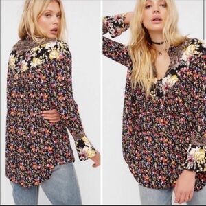 Free People Multicolor Floral Blouse